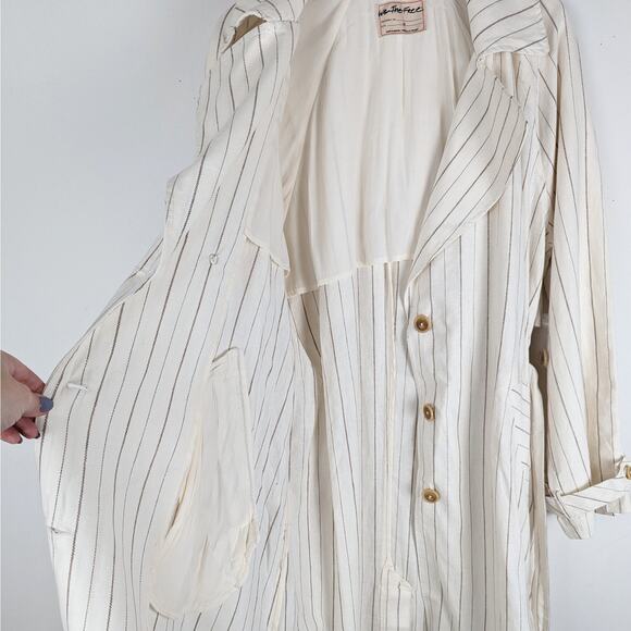 We The Free Free People Melia Mac Linen Blend Trench Long Coat Size Medium NWOT - Picture 8 of 12
